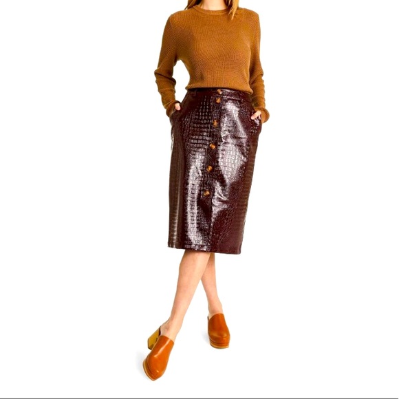 Rachel Comey 0 Size Women Faux Leather Textured Pencil Skirts - Picture 1 of 11